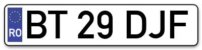 Placuta inmatriculare numar auto  BT-29-DJF, BT 29 DJF, BT29DJF