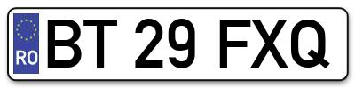 Placuta inmatriculare numar auto  BT-29-FXQ, BT 29 FXQ, BT29FXQ