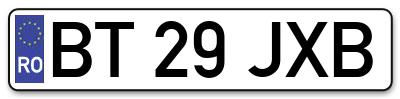 Placuta inmatriculare numar auto  BT-29-JXB, BT 29 JXB, BT29JXB