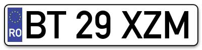 Placuta inmatriculare numar auto  BT-29-XZM, BT 29 XZM, BT29XZM
