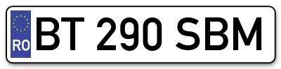 Placuta inmatriculare numar auto  BT-290-SBM, BT 290 SBM, BT290SBM