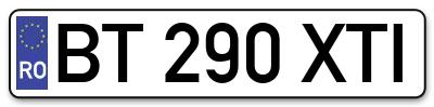 Placuta inmatriculare numar auto  BT-290-XTI, BT 290 XTI, BT290XTI