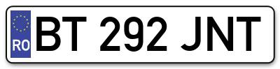 Placuta inmatriculare numar auto  BT-292-JNT, BT 292 JNT, BT292JNT