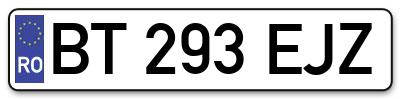 Placuta inmatriculare numar auto  BT-293-EJZ, BT 293 EJZ, BT293EJZ