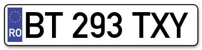 Placuta inmatriculare numar auto  BT-293-TXY, BT 293 TXY, BT293TXY