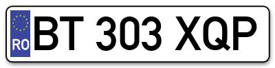 Placuta inmatriculare numar auto  BT-303-XQP, BT 303 XQP, BT303XQP