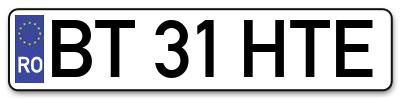 Placuta inmatriculare numar auto  BT-31-HTE, BT 31 HTE, BT31HTE