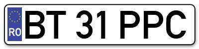 Placuta inmatriculare numar auto  BT-31-PPC, BT 31 PPC, BT31PPC