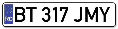 Placuta inmatriculare numar auto  BT-317-JMY, BT 317 JMY, BT317JMY