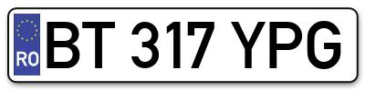 Placuta inmatriculare numar auto  BT-317-YPG, BT 317 YPG, BT317YPG