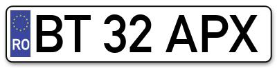 Placuta inmatriculare numar auto  BT-32-APX, BT 32 APX, BT32APX
