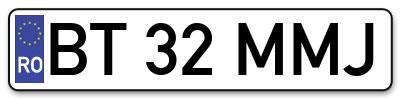 Placuta inmatriculare numar auto  BT-32-MMJ, BT 32 MMJ, BT32MMJ