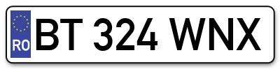 Placuta inmatriculare numar auto  BT-324-WNX, BT 324 WNX, BT324WNX