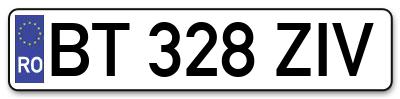 Placuta inmatriculare numar auto  BT-328-ZIV, BT 328 ZIV, BT328ZIV