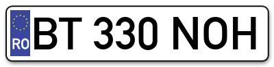 Placuta inmatriculare numar auto  BT-330-NOH, BT 330 NOH, BT330NOH