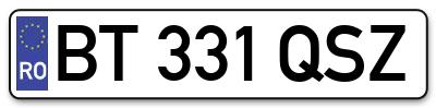 Placuta inmatriculare numar auto  BT-331-QSZ, BT 331 QSZ, BT331QSZ