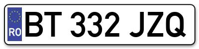 Placuta inmatriculare numar auto  BT-332-JZQ, BT 332 JZQ, BT332JZQ