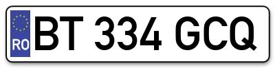 Placuta inmatriculare numar auto  BT-334-GCQ, BT 334 GCQ, BT334GCQ