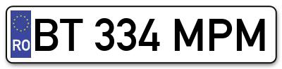 Placuta inmatriculare numar auto  BT-334-MPM, BT 334 MPM, BT334MPM