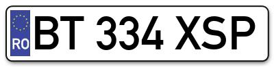 Placuta inmatriculare numar auto  BT-334-XSP, BT 334 XSP, BT334XSP