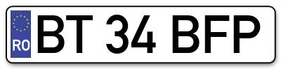 Placuta inmatriculare numar auto  BT-34-BFP, BT 34 BFP, BT34BFP