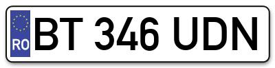 Placuta inmatriculare numar auto  BT-346-UDN, BT 346 UDN, BT346UDN