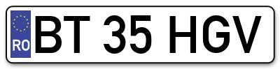 Placuta inmatriculare numar auto  BT-35-HGV, BT 35 HGV, BT35HGV