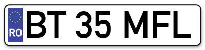 Placuta inmatriculare numar auto  BT-35-MFL, BT 35 MFL, BT35MFL