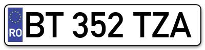 Placuta inmatriculare numar auto  BT-352-TZA, BT 352 TZA, BT352TZA