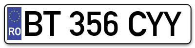 Placuta inmatriculare numar auto  BT-356-CYY, BT 356 CYY, BT356CYY