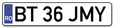 Placuta inmatriculare numar auto  BT-36-JMY, BT 36 JMY, BT36JMY