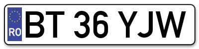 Placuta inmatriculare numar auto  BT-36-YJW, BT 36 YJW, BT36YJW