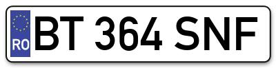 Placuta inmatriculare numar auto  BT-364-SNF, BT 364 SNF, BT364SNF