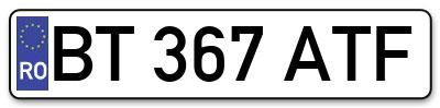 Placuta inmatriculare numar auto  BT-367-ATF, BT 367 ATF, BT367ATF
