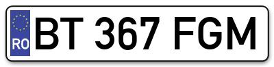 Placuta inmatriculare numar auto  BT-367-FGM, BT 367 FGM, BT367FGM