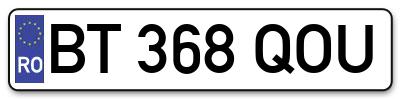 Placuta inmatriculare numar auto  BT-368-QOU, BT 368 QOU, BT368QOU