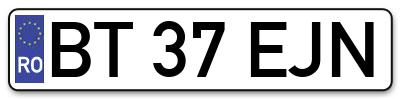 Placuta inmatriculare numar auto  BT-37-EJN, BT 37 EJN, BT37EJN