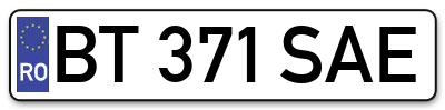Placuta inmatriculare numar auto  BT-371-SAE, BT 371 SAE, BT371SAE
