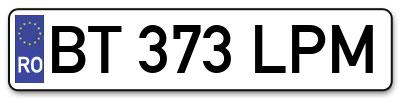 Placuta inmatriculare numar auto  BT-373-LPM, BT 373 LPM, BT373LPM