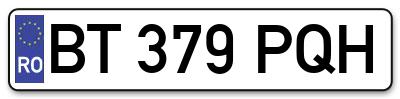 Placuta inmatriculare numar auto  BT-379-PQH, BT 379 PQH, BT379PQH