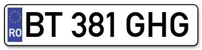 Placuta inmatriculare numar auto  BT-381-GHG, BT 381 GHG, BT381GHG