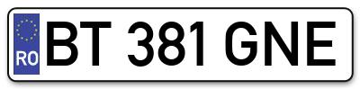 Placuta inmatriculare numar auto  BT-381-GNE, BT 381 GNE, BT381GNE