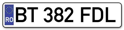 Placuta inmatriculare numar auto  BT-382-FDL, BT 382 FDL, BT382FDL