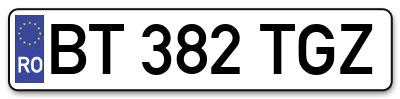 Placuta inmatriculare numar auto  BT-382-TGZ, BT 382 TGZ, BT382TGZ