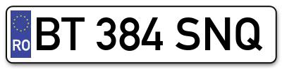 Placuta inmatriculare numar auto  BT-384-SNQ, BT 384 SNQ, BT384SNQ