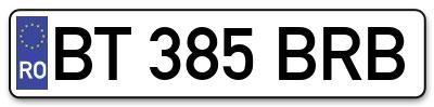 Placuta inmatriculare numar auto  BT-385-BRB, BT 385 BRB, BT385BRB