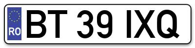 Placuta inmatriculare numar auto  BT-39-IXQ, BT 39 IXQ, BT39IXQ