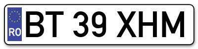 Placuta inmatriculare numar auto  BT-39-XHM, BT 39 XHM, BT39XHM