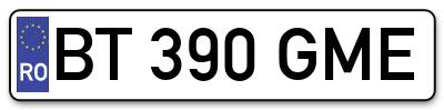 Placuta inmatriculare numar auto  BT-390-GME, BT 390 GME, BT390GME