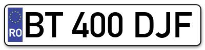 Placuta inmatriculare numar auto  BT-400-DJF, BT 400 DJF, BT400DJF